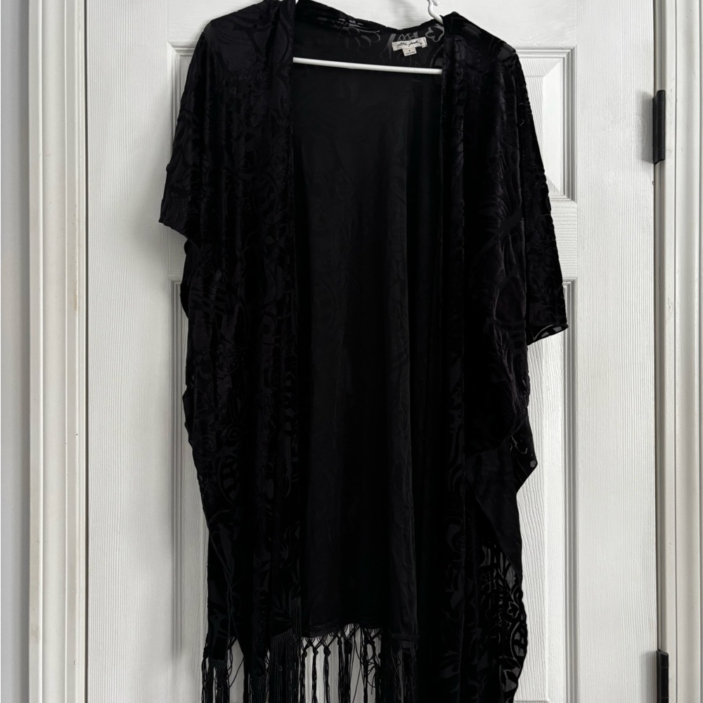 Velvet Shawl with Fringe